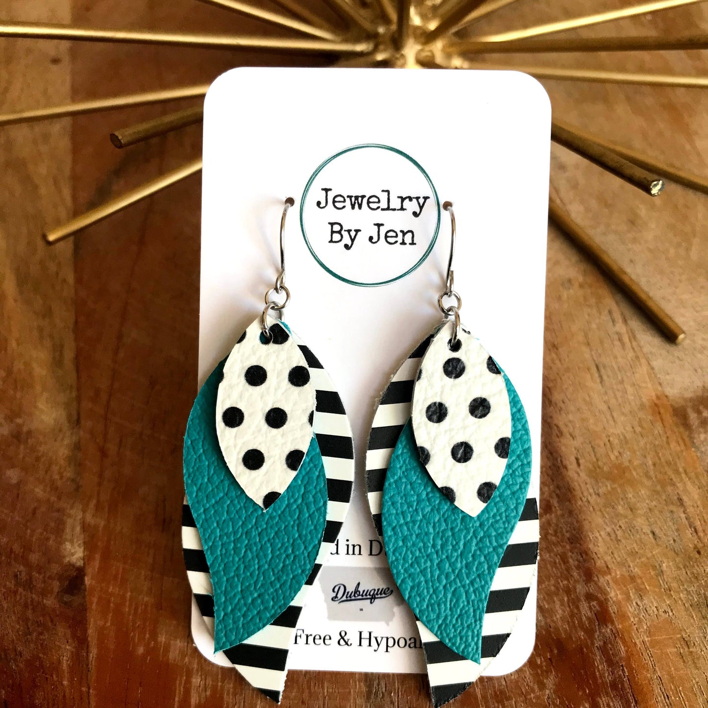 Twist: Dots, Teal & Stripes Earrings