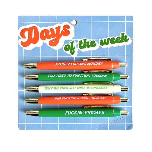Days Of The Week Pens (funny gift, stocking stuffer)