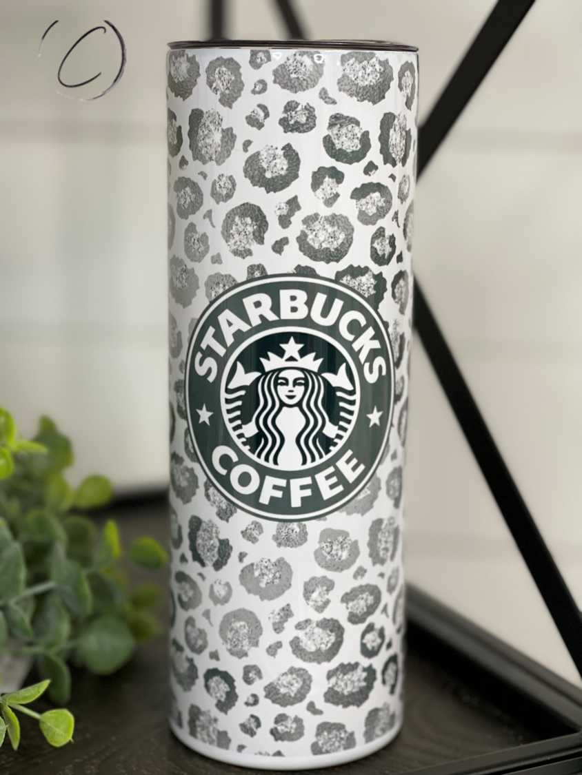 Monochromatic Leopard Starbucks 20oz Skinny Tumbler