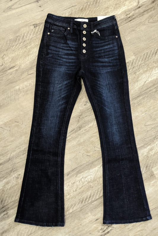 Kancan Dark Wash Petite Flair Jeans