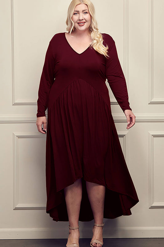 Burgundy Long Sleeve Maxi Dress